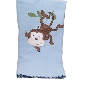 Garanimals Monkey Blue Fleece Baby Security Lovey Blanket 38" X 29"